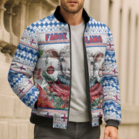 Faroe Islands Christmas Bomber Puffer Jacket Cute Faroese Sheep Xmas Patterns - Wonder Print Shop