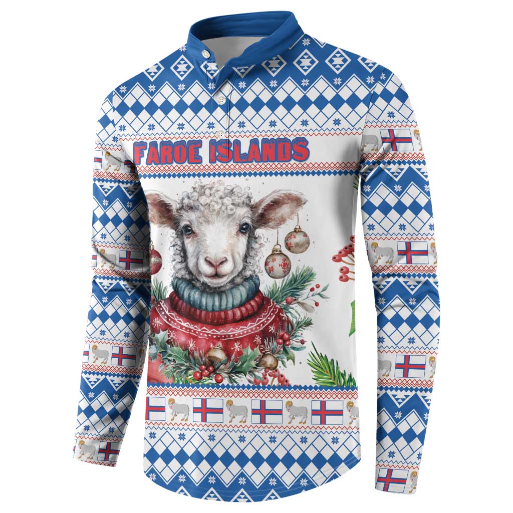 Faroe Islands Christmas Button Sweatshirt Cute Faroese Sheep Xmas Patterns - Wonder Print Shop