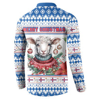 Faroe Islands Christmas Button Sweatshirt Cute Faroese Sheep Xmas Patterns - Wonder Print Shop
