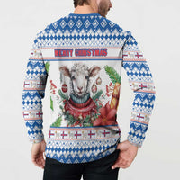 Faroe Islands Christmas Button Sweatshirt Cute Faroese Sheep Xmas Patterns - Wonder Print Shop