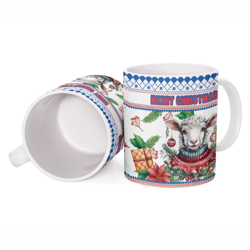 Faroe Islands Christmas Ceramic Mug Cute Faroese Sheep Xmas Patterns - Wonder Print Shop
