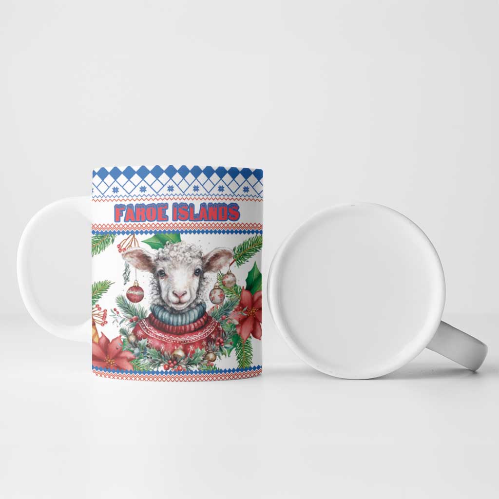 Faroe Islands Christmas Ceramic Mug Cute Faroese Sheep Xmas Patterns - Wonder Print Shop
