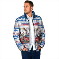 Faroe Islands Christmas Padded Jacket Cute Faroese Sheep Xmas Patterns - Wonder Print Shop