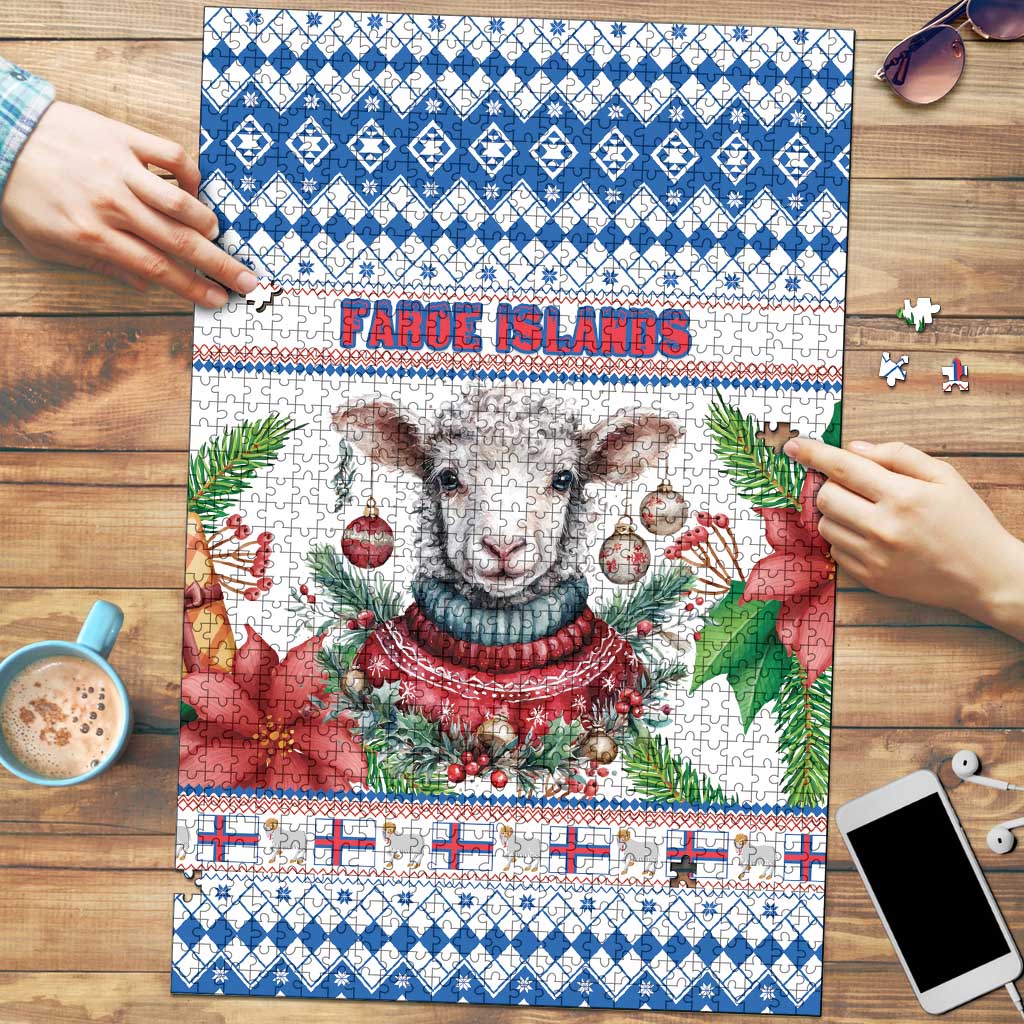 Faroe Islands Christmas Puzzle Cute Faroese Sheep Xmas Patterns - Wonder Print Shop
