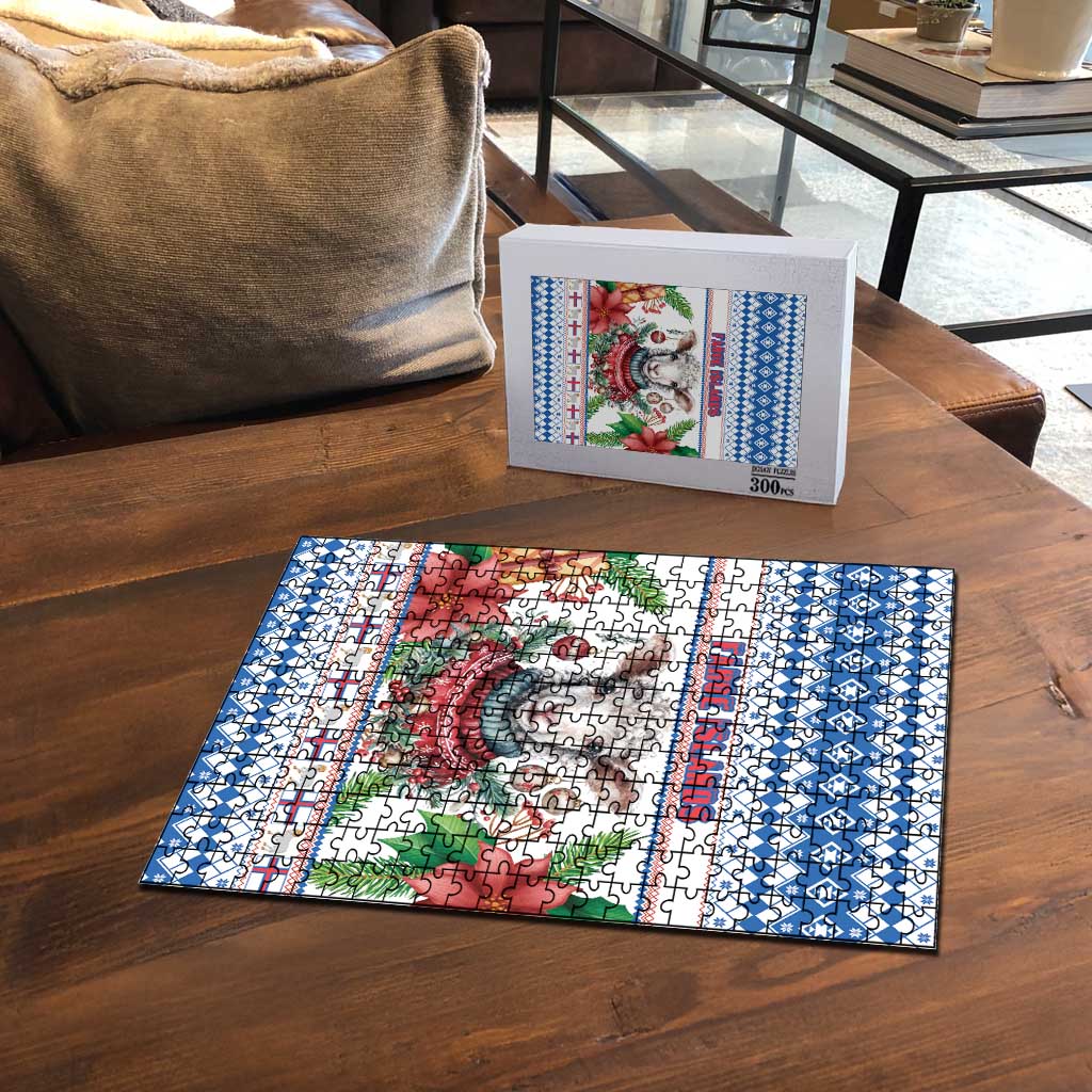 Faroe Islands Christmas Puzzle Cute Faroese Sheep Xmas Patterns - Wonder Print Shop