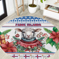 Faroe Islands Christmas Round Carpet Cute Faroese Sheep Xmas Patterns - Wonder Print Shop