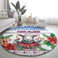 Faroe Islands Christmas Round Carpet Cute Faroese Sheep Xmas Patterns - Wonder Print Shop