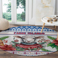 Faroe Islands Christmas Round Carpet Cute Faroese Sheep Xmas Patterns - Wonder Print Shop