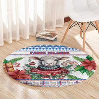 Faroe Islands Christmas Round Carpet Cute Faroese Sheep Xmas Patterns - Wonder Print Shop