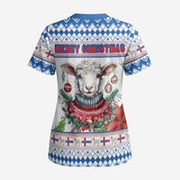 Faroe Islands Christmas Scrub Top Cute Faroese Sheep Xmas Patterns - Wonder Print Shop