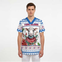Faroe Islands Christmas Scrub Top Cute Faroese Sheep Xmas Patterns - Wonder Print Shop