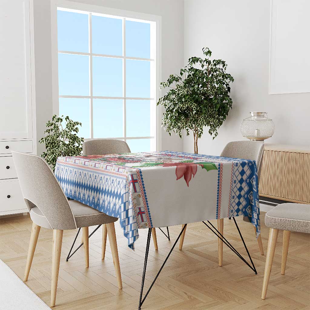 Faroe Islands Christmas Tablecloth Cute Faroese Sheep Xmas Patterns - Wonder Print Shop