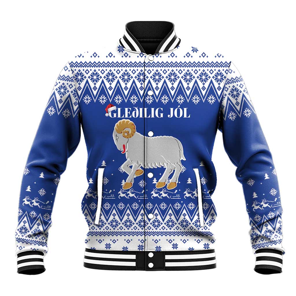 Faroe Islands Christmas Baseball Jacket Coat Of Arms Xmas Patterns - Wonder Print Shop