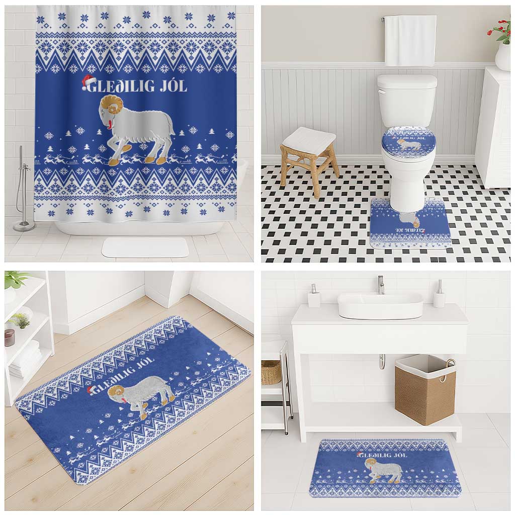 Faroe Islands Christmas Bathroom Set Coat Of Arms Xmas Patterns - Wonder Print Shop