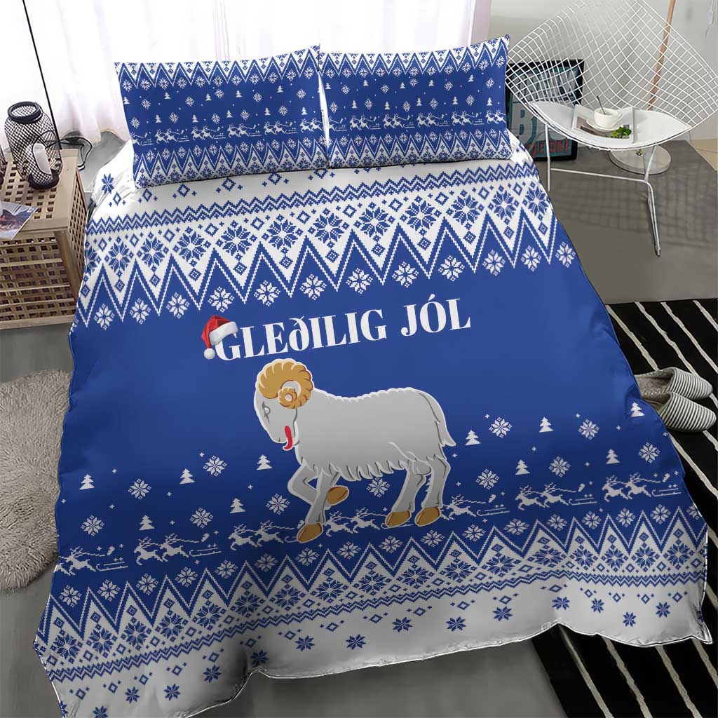 Faroe Islands Christmas Bedding Set Coat Of Arms Xmas Patterns - Wonder Print Shop