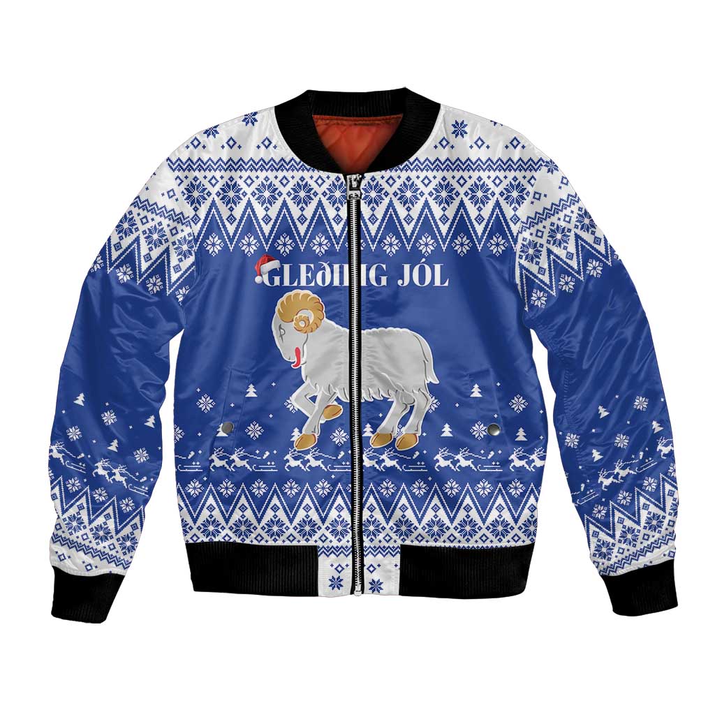 Faroe Islands Christmas Bomber Jacket Coat Of Arms Xmas Patterns - Wonder Print Shop