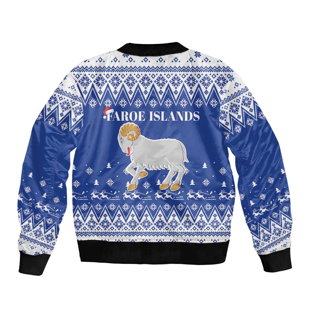 Faroe Islands Christmas Bomber Jacket Coat Of Arms Xmas Patterns - Wonder Print Shop