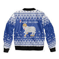 Faroe Islands Christmas Bomber Jacket Coat Of Arms Xmas Patterns - Wonder Print Shop