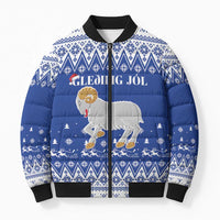 Faroe Islands Christmas Bomber Puffer Jacket Coat Of Arms Xmas Patterns - Wonder Print Shop