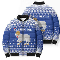 Faroe Islands Christmas Bomber Puffer Jacket Coat Of Arms Xmas Patterns - Wonder Print Shop