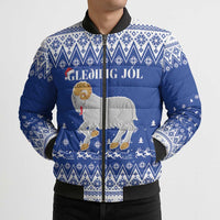 Faroe Islands Christmas Bomber Puffer Jacket Coat Of Arms Xmas Patterns - Wonder Print Shop