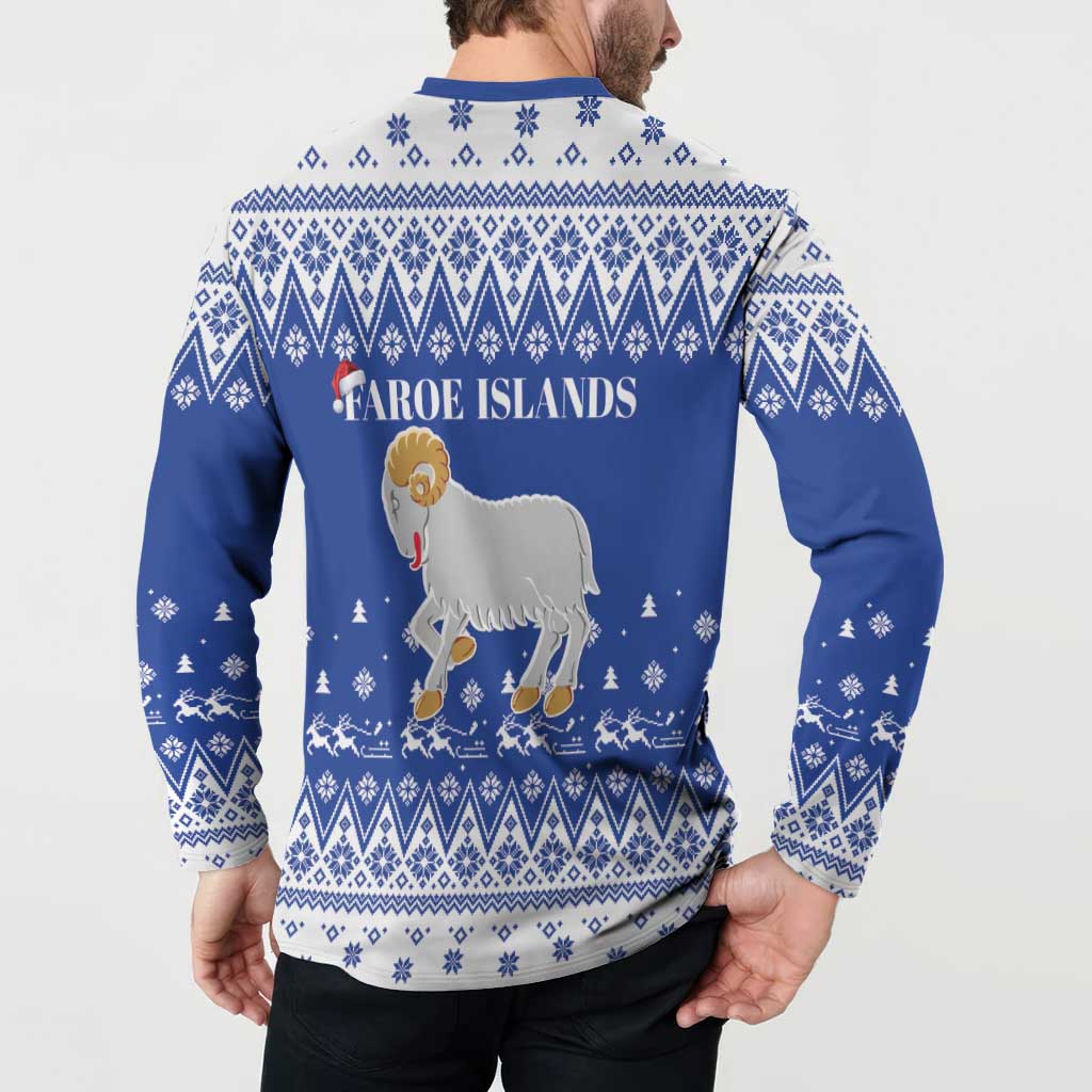 Faroe Islands Christmas Button Sweatshirt Coat Of Arms Xmas Patterns - Wonder Print Shop