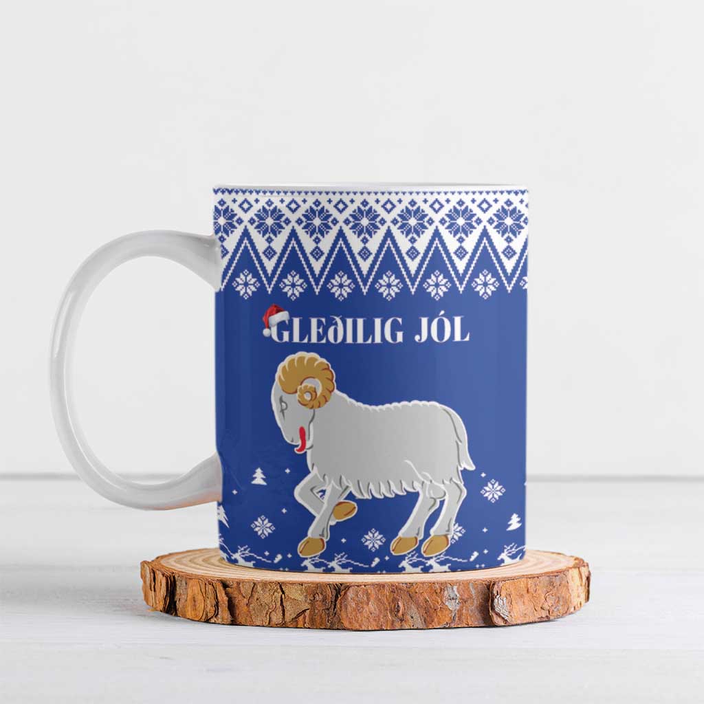 Faroe Islands Christmas Ceramic Mug Coat Of Arms Xmas Patterns - Wonder Print Shop