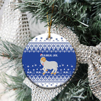 Faroe Islands Christmas Ceramic Ornament Coat Of Arms Xmas Patterns - Wonder Print Shop