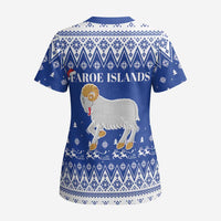 Faroe Islands Christmas Scrub Top Coat Of Arms Xmas Patterns - Wonder Print Shop