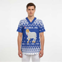 Faroe Islands Christmas Scrub Top Coat Of Arms Xmas Patterns - Wonder Print Shop