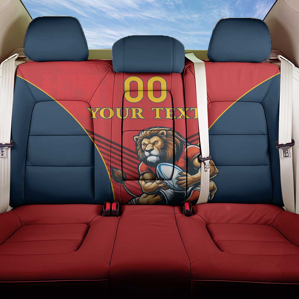 Custom Spain Rugby Back Car Seat Cover Los Leones Lion Mascot LT18