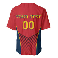 Red V-neck jersey back with 'YOUR TEXT' and large yellow '00' number