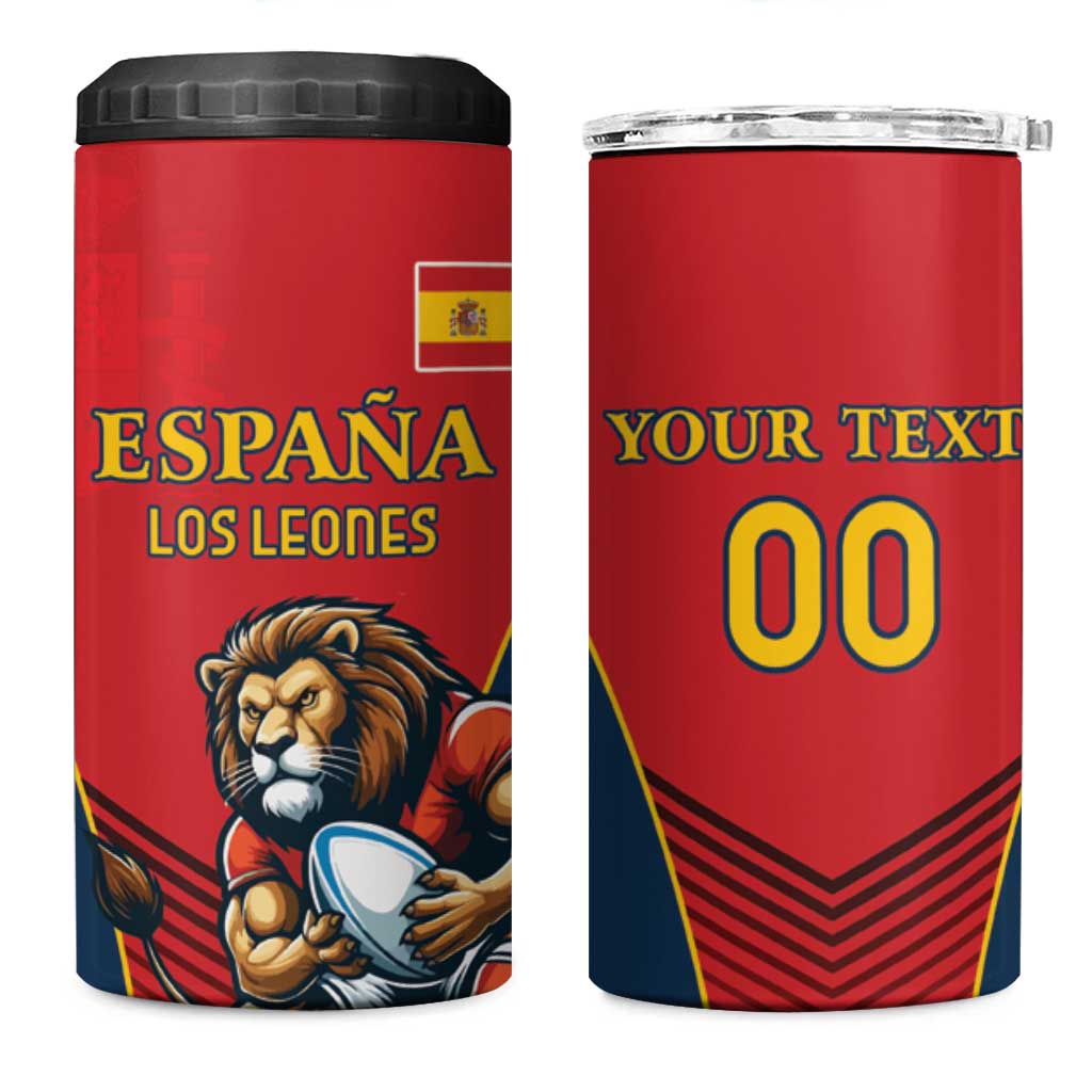 Custom Spain Rugby 4 in 1 Can Cooler Tumbler Los Leones Lion Mascot