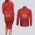 Custom Spain Rugby Couples Matching Long Sleeve Bodycon Dress and Long Sleeve Button Shirt Los Leones Lion Mascot