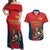 Custom Spain Rugby Couples Matching Off Shoulder Maxi Dress and Hawaiian Shirt Los Leones Lion Mascot