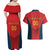 Custom Spain Rugby Couples Matching Off Shoulder Maxi Dress and Hawaiian Shirt Los Leones Lion Mascot