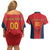 Custom Spain Rugby Couples Matching Off Shoulder Short Dress and Hawaiian Shirt Los Leones Lion Mascot