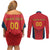 Custom Spain Rugby Couples Matching Off Shoulder Short Dress and Long Sleeve Button Shirt Los Leones Lion Mascot