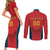 Custom Spain Rugby Couples Matching Short Sleeve Bodycon Dress and Long Sleeve Button Shirt Los Leones Lion Mascot