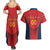 Custom Spain Rugby Couples Matching Summer Maxi Dress and Hawaiian Shirt Los Leones Lion Mascot