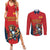 Custom Spain Rugby Couples Matching Summer Maxi Dress and Long Sleeve Button Shirt Los Leones Lion Mascot