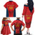 Custom Spain Rugby Family Matching Off The Shoulder Long Sleeve Dress and Hawaiian Shirt Los Leones Lion Mascot