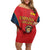 Custom Spain Rugby Family Matching Off Shoulder Short Dress and Hawaiian Shirt Los Leones Lion Mascot