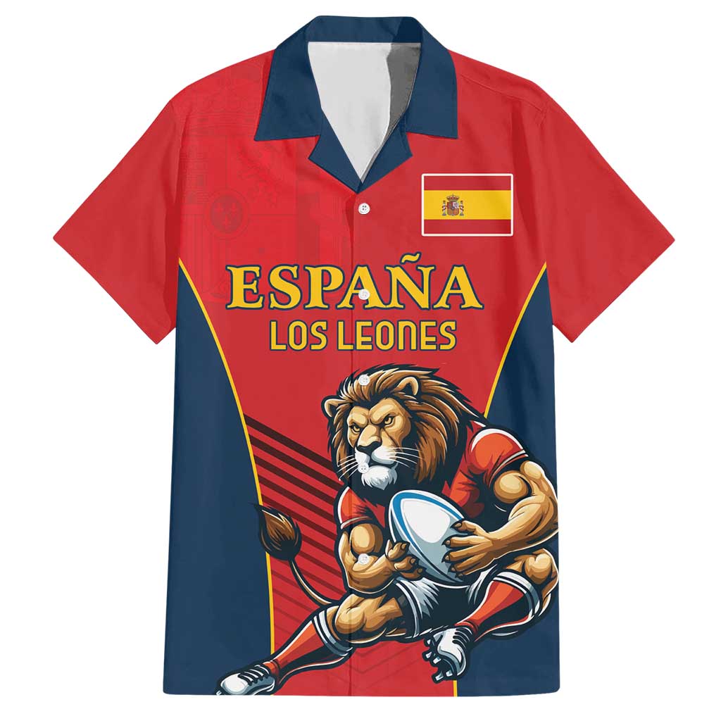 Custom Spain Rugby Hawaiian Shirt Los Leones Lion Mascot - Wonder Print Shop