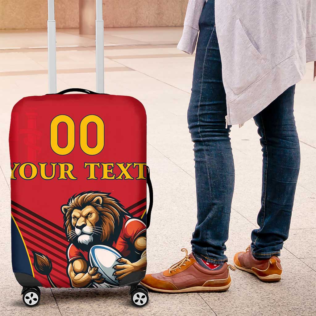 Custom Spain Rugby Luggage Cover Los Leones Lion Mascot - Wonder Print Shop