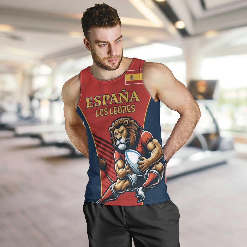 Custom Spain Rugby Men Tank Top Los Leones Lion Mascot