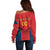 Custom Spain Rugby Off Shoulder Sweater Los Leones Lion Mascot - Wonder Print Shop