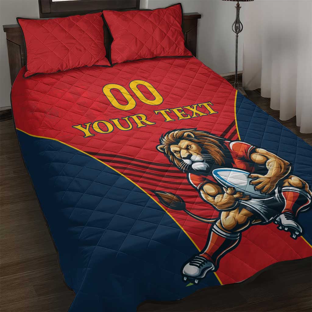 Custom Spain Rugby Quilt Bed Set Los Leones Lion Mascot - Wonder Print Shop