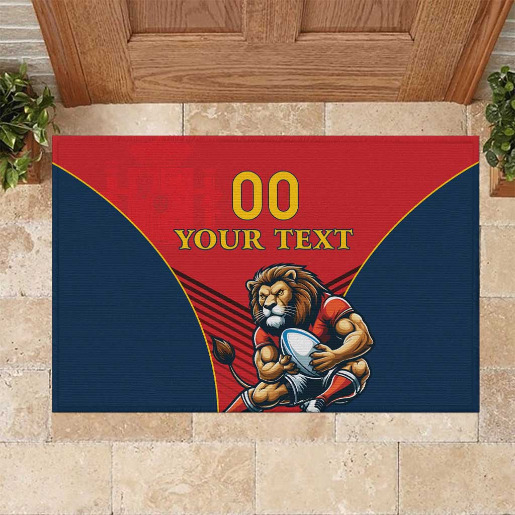 Custom Spain Rugby Rubber Doormat Los Leones Lion Mascot - Wonder Print Shop