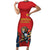 Custom Spain Rugby Short Sleeve Bodycon Dress Los Leones Lion Mascot - Wonder Print Shop